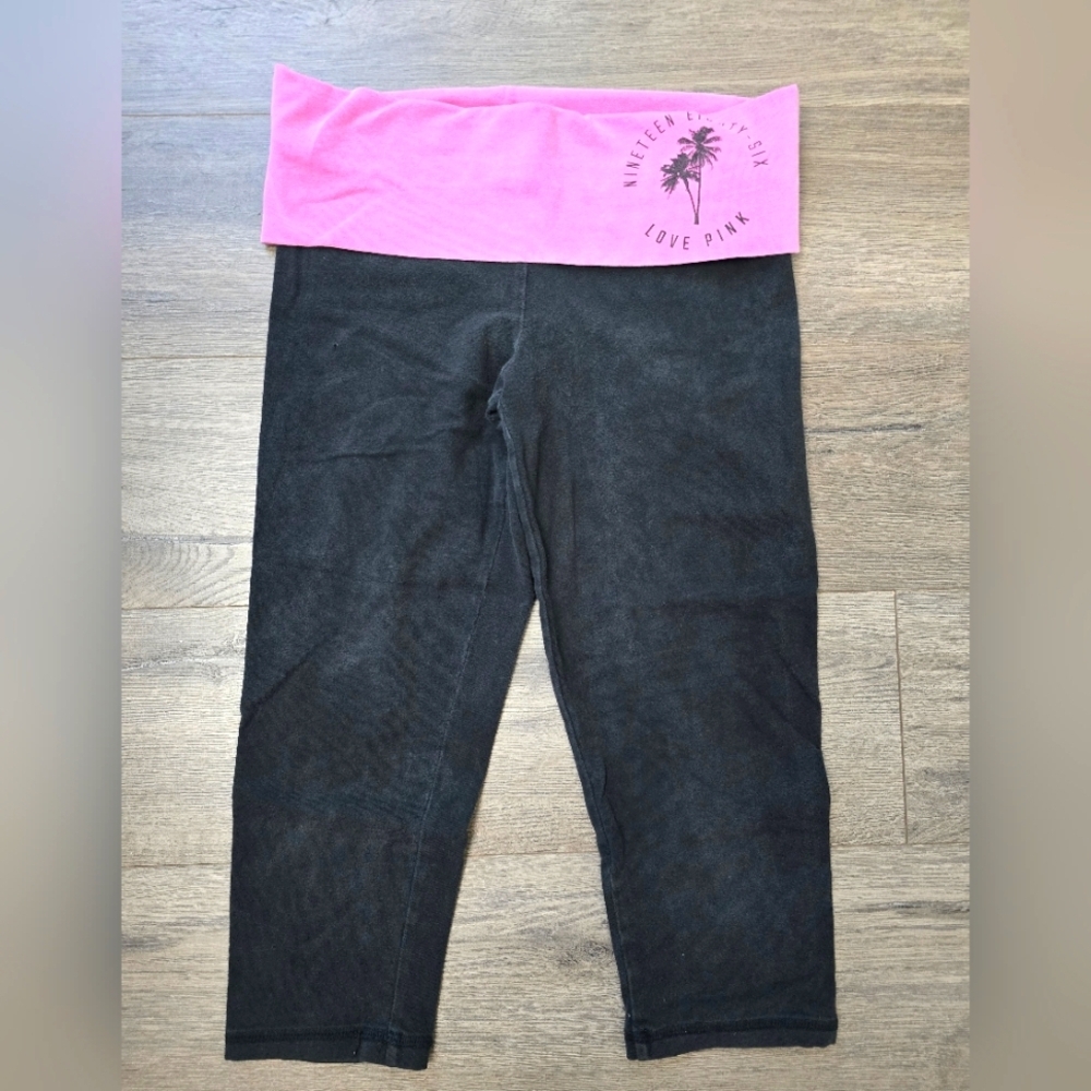 Victoria's Secret Pink Yoga Y2K 2013 Bermuda Leggings Fold Over Waist XS